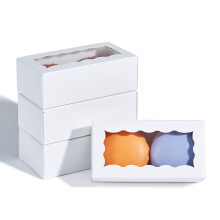 JCXPACK 12 STK 4,17 x 2,16 x 1,37 tommer Premium hvide Macaron-?sker til 2 Macaron-beholdere Macaron-emballage til bryllupsfest Tak