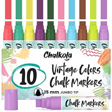 Popisovace oken Chalkola - 10 historickch barevnch krdovch per - 3v1 hrot 15mm Jumbo Tip - Tekut krdov popisovace na tabuli Tabule Okna do aut