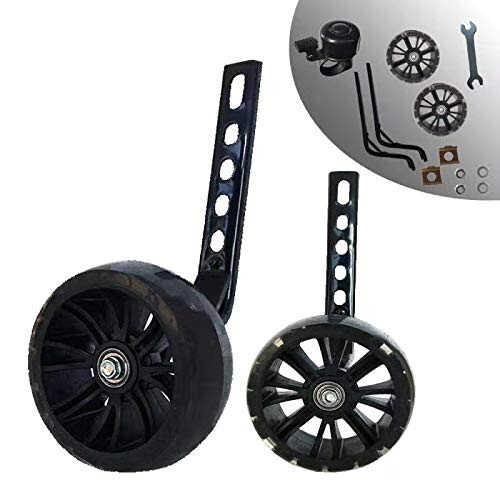Kit de rodas de treino HUWAY para bicicleta, compatível com bicicletas de 12 a 20 polegadas, 1 par (preto)