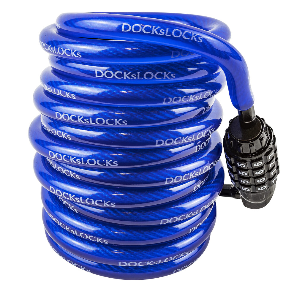 Candado De Seguridad En Espiral Dockslocks Resistente A La Intemperie (Longitudes De 5 A 25 Pies) Con Combinaci N Reajustable. Protecci N Antirro-image