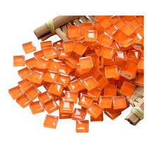Mosaikplattor Squares Orange Crystal Mosaic Glass Tile For Crafts Bulk DIY Picture Frames Handgjorda smycken Coasters Art Material Decoration 1x1