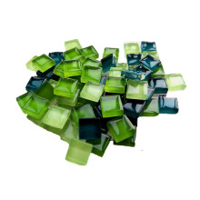100 stycken bulkmosaikplattor diverse frg ogenomskinlig mosaikglashantverk fr DIY -bild Coaster Home Mosaic Decoration (1x1cm Green Series)