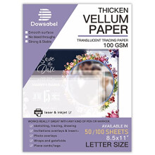 Papel Vellum Translúcido, Dowsabel 68LBS 8.5 x 11 polegadas para Convites, Sobreposições, Lanternas, 50 Folhas