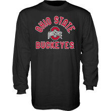 Blue 84 Herren-T-Shirt mit langen   rmeln der Ohio State Buckeyes, Line Up, Sekund  rfarbe: Ohio State Buckeyes, Schwarz, Gr    e M