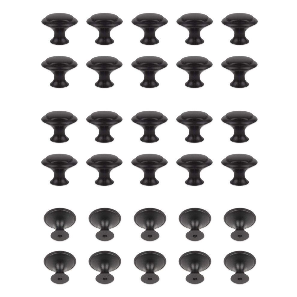 MoHern Lot de 30 boutons de placard noirs de 3,8 cm pour placard de cuisine
