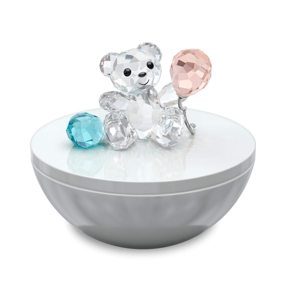 SWAROVSKI My Little Kris Bear Decorative Box  clear Swarovski crystal with Blue and Pink Accents  Part of the Swarovski My Little Kris Bear collection