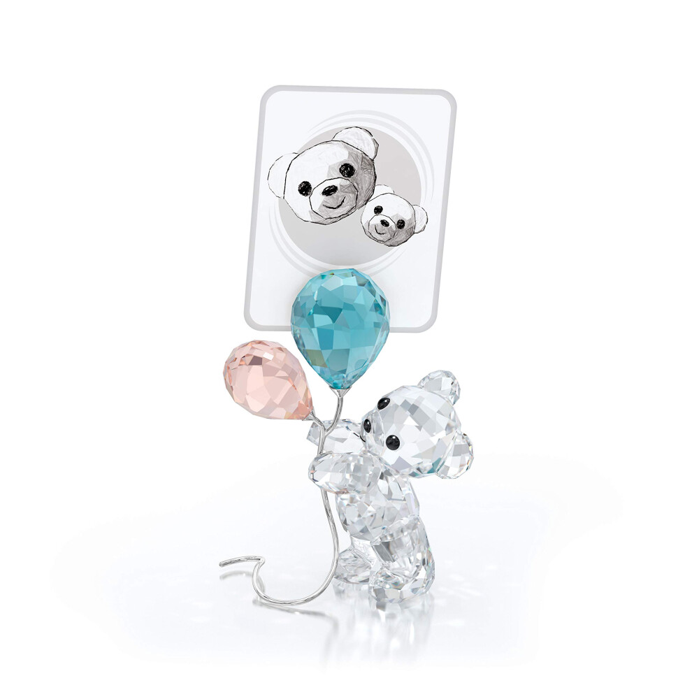SWAROVSKI My Little Kris Picture Holder  clear Swarovski crystal with Pink and Blue crystal Balloons  Part of the Swarovski My Little Kris Bear collec