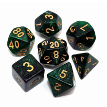 cREEBUY Set di dadi poliedrici DND, dadi glitterati per Dungeon and Dragons D&D RPg, giochi di ruolo, dadi Nebula neri misti verdi