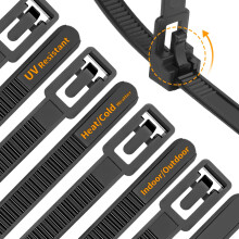 SOOOEC REFUSEMENTS REutilisables 10 pouces de travail d'exterieur robuste resistant 100 REALABLE REALABLE Black Zip Ties Heavy Duty Interieur Rou