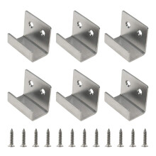 Geesatis 6 Pcs Tile Display Hanger Brackets Wall Hanger Fastener Bracket J Hooks Hangers  with Mounting Screws  Silver  Inner Length 20 mm