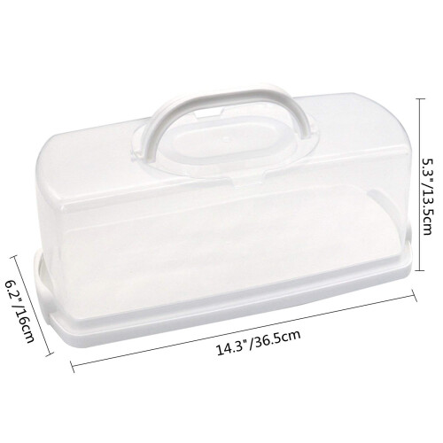 Cheeren Plastic Rectangular Bread Box with Portable Handle  Loaf Cake Storage Container Box for Storing Banana Bread Pumpkin Bread (Rectangular-White) 1