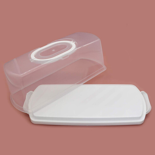 Cheeren Plastic Rectangular Bread Box with Portable Handle  Loaf Cake Storage Container Box for Storing Banana Bread Pumpkin Bread (Rectangular-White) 2