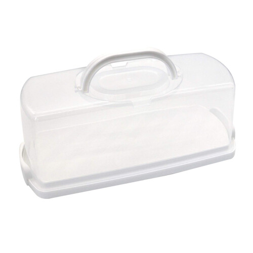 Cheeren Plastic Rectangular Bread Box with Portable Handle  Loaf Cake Storage Container Box for Storing Banana Bread Pumpkin Bread (Rectangular-White)