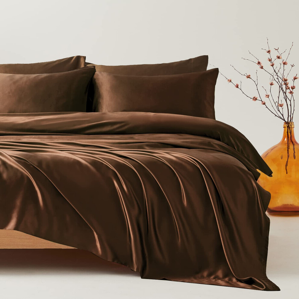Parure de lit Candoury en satin 6 pi   ces, parure de lit soyeuse, taille Queen, taie d'oreiller douce et durable, drap plat et drap-housse, parure