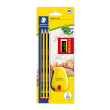 STAEDTLER 120 SBK3P2 Noris rajoitettu erä Happy Birthday pakkaus 3 kpl Noris grafiitti HB lyijykyniä Noris pyyhekumi ja Noris ammeteroitin