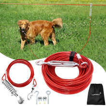 Luffwell Dog springer fr utanfr 100ft hundlpare fr grd med 15ft hundband ut kabel tungt hundkrning fr stora hundar vagnssystem Zipline fr