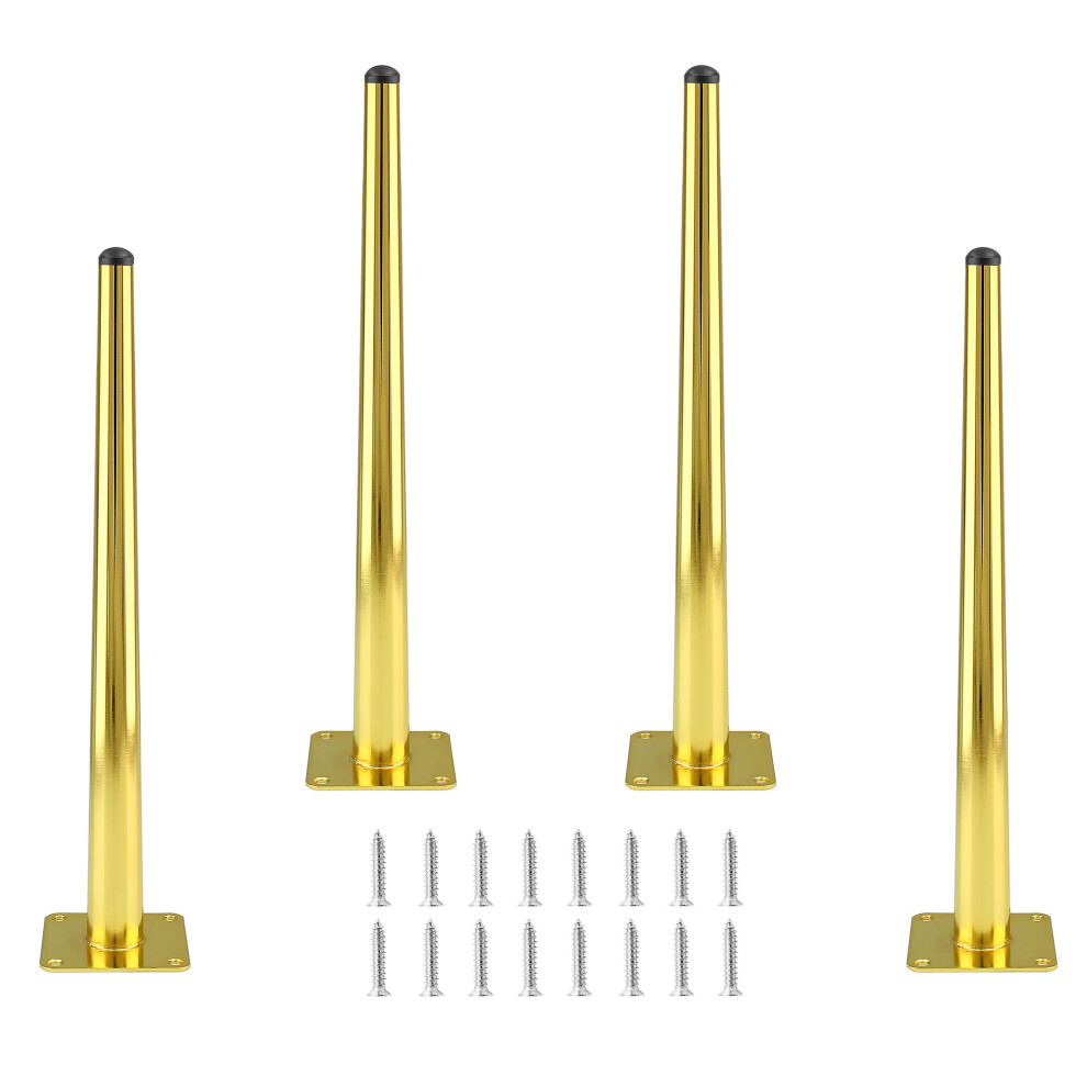 Seimneire 4Pcs 16 Inch Furniture Legs Straight Conical Metal Legs Luxury Gold Mid-Century Style Furniture Feet For Sofa Cabinet Table Chair Cupboard 779584517357