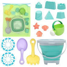 Racpnel Beach Toys Sand Set til Kids Sammenfoldelige spand og skovle med mesh taske forme flag Sandkasse b?rn sm?b?rn rejser (tavel st?rrelse)