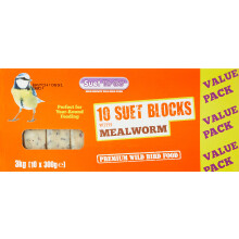 Suet To Go Mealworm and Insect Suet Block Wild Bird Treat, 10 x 300 g