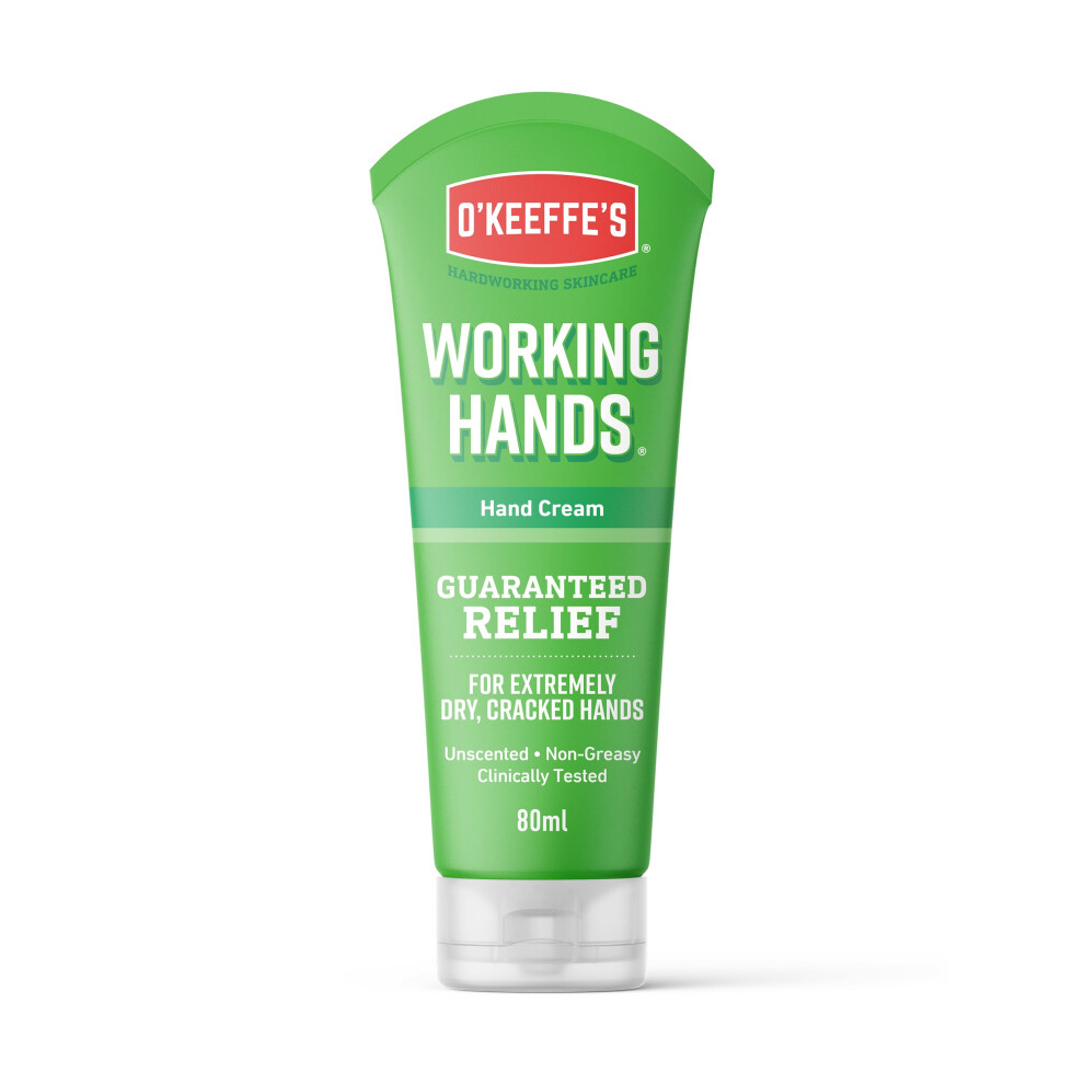 O'Keeffe's Working Hands, 80ml Tube - Hand Cream for Extremely Dry, Cracked Hands | Instantly Levels, Creates a Protective Layer & Prevents Loss
