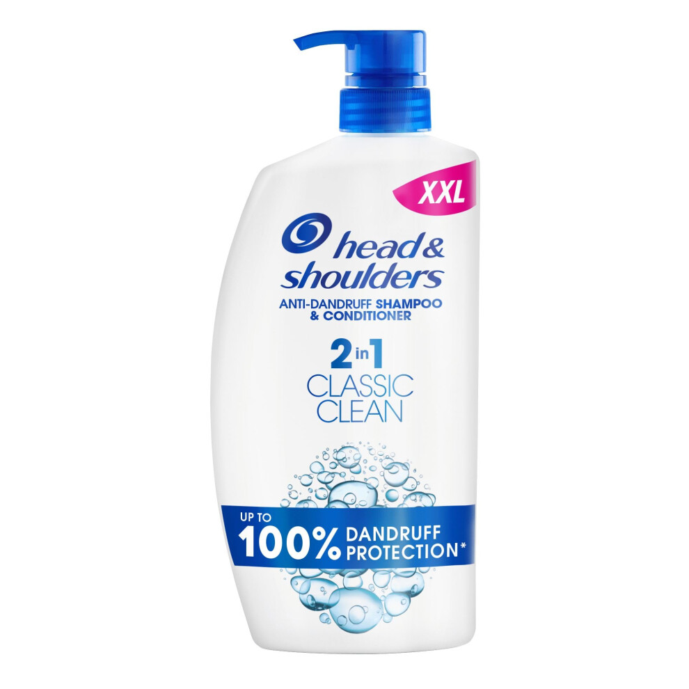 Head & Shoulders Classic Clean 2in1 Anti Dandruff Shampoo, 1000ml. Up to 100% Flake Proven. For Any Hair and Scalp Type. For Daily use. Clean Feeling