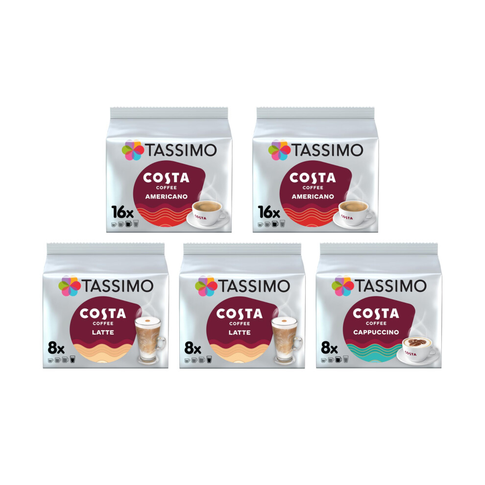Tassimo Costa Favourites Variety Pack Coffee Pods (Pack Of 5, Total 56 Capsules)