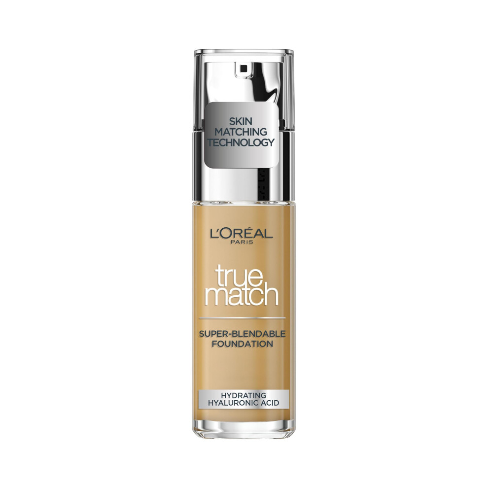 LOreal Paris True Match Liquid Foundation, Skincare Infused with Hyaluronic Acid, SPF 16, Available in 46 Shades, 5.5W, 30 ml