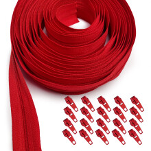 KGS Zippers by The Yard #3 | Nylon Zipper Roll | 4 yardos s 20 cipzros hzs (piros)