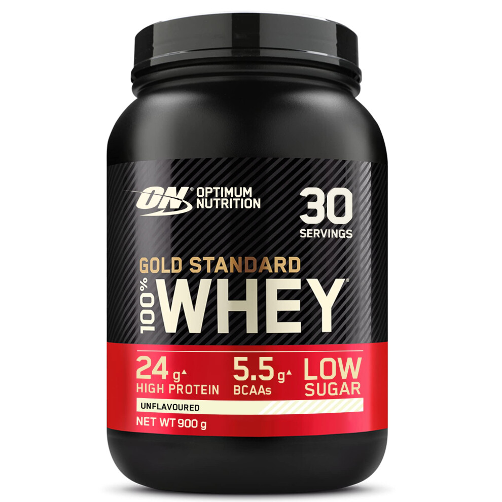 Optimum Nutrition Standard 100% Whey Muscle Building And Recovery Protein Powder With And Bcaa Amino Acids, Unflavoured, 30 Servings, 900 G Gold