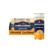 San Pellegrino Italian Sparkling Drinks Tastefully Light Sparkling Orange Canned Soft Drink 12 x 330ml | 64k Cals per Can