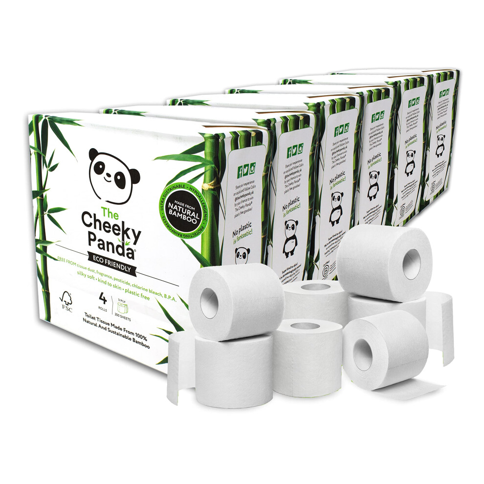 The Cheeky Panda Bamboo Roll Bulk Buy – 24 Rolls (6 Packs of Paper | Plastic Free Packaging and Sustainable Tissue Paper | Eco Friendly Loo Roll