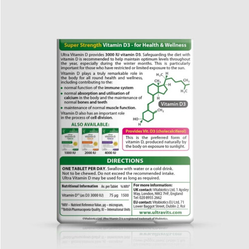Vitamin D Tablets 3000IU, Vitabiotics Ultra 1