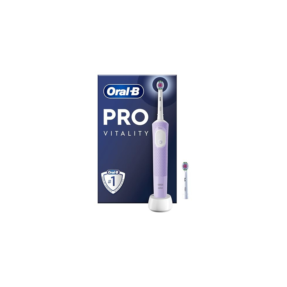 Oral-B Vitality Pro Electric Toothbrushes For Adults, 1 Handle, 2 Toothbrush Heads, 3 Brushing Modes Including Sensitive Plus, 2 Pin UK Plug, Purple