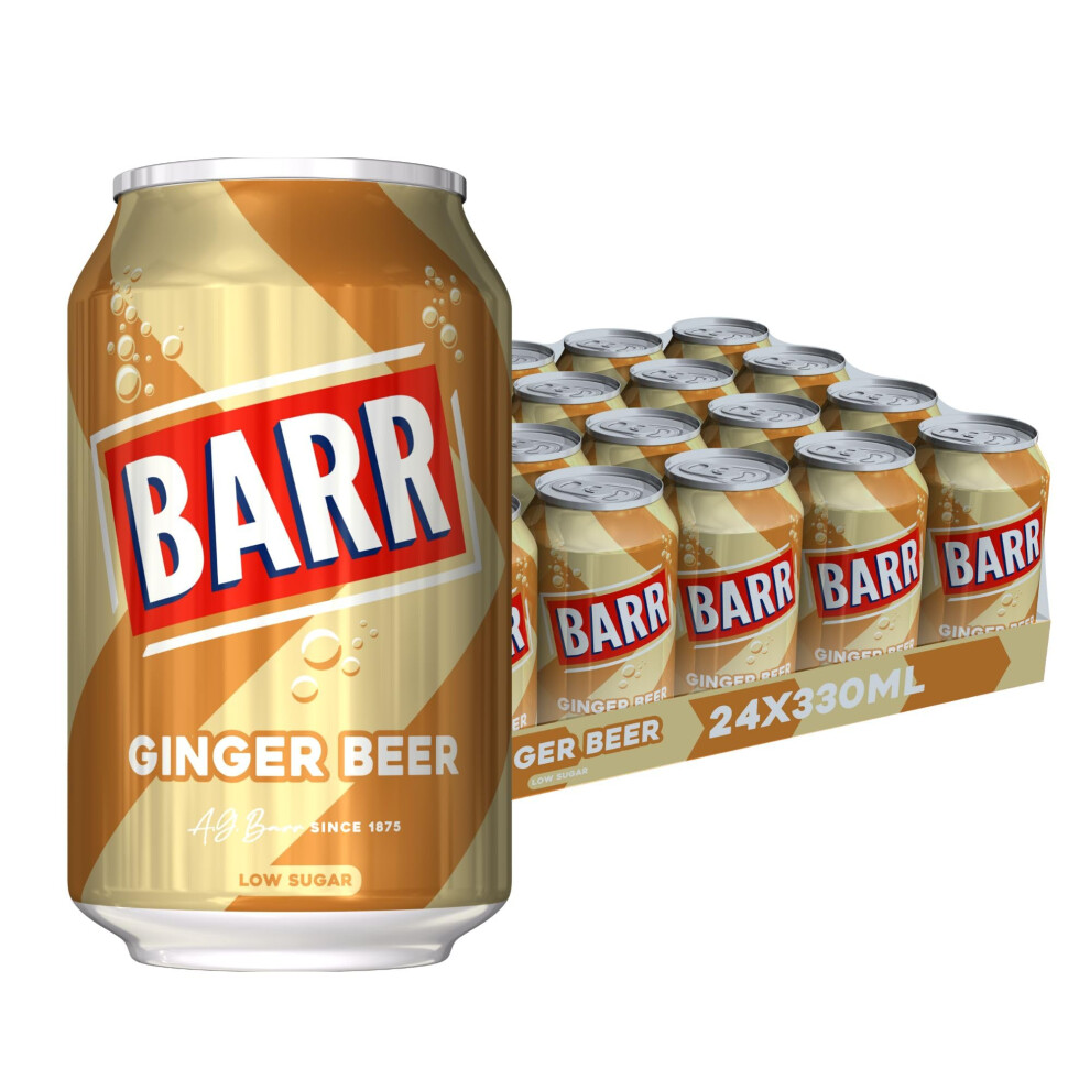 Barr Since 1875, 24 Pack Classic Ginger Beer, Low Sugar & Non-Alcoholic Fizzy Drink "Fizzingly Fun" - 24 X 330Ml Cans
