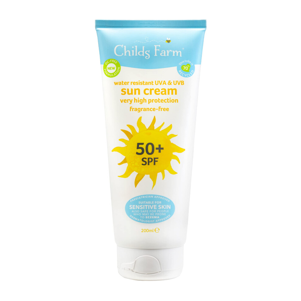Childs Farm Kids and Baby Sun Cream SPF 50plus Water Resistant UVA and Very High Protection Suitable for Dry, Sensitive and Eczema-prone Skin 200ml