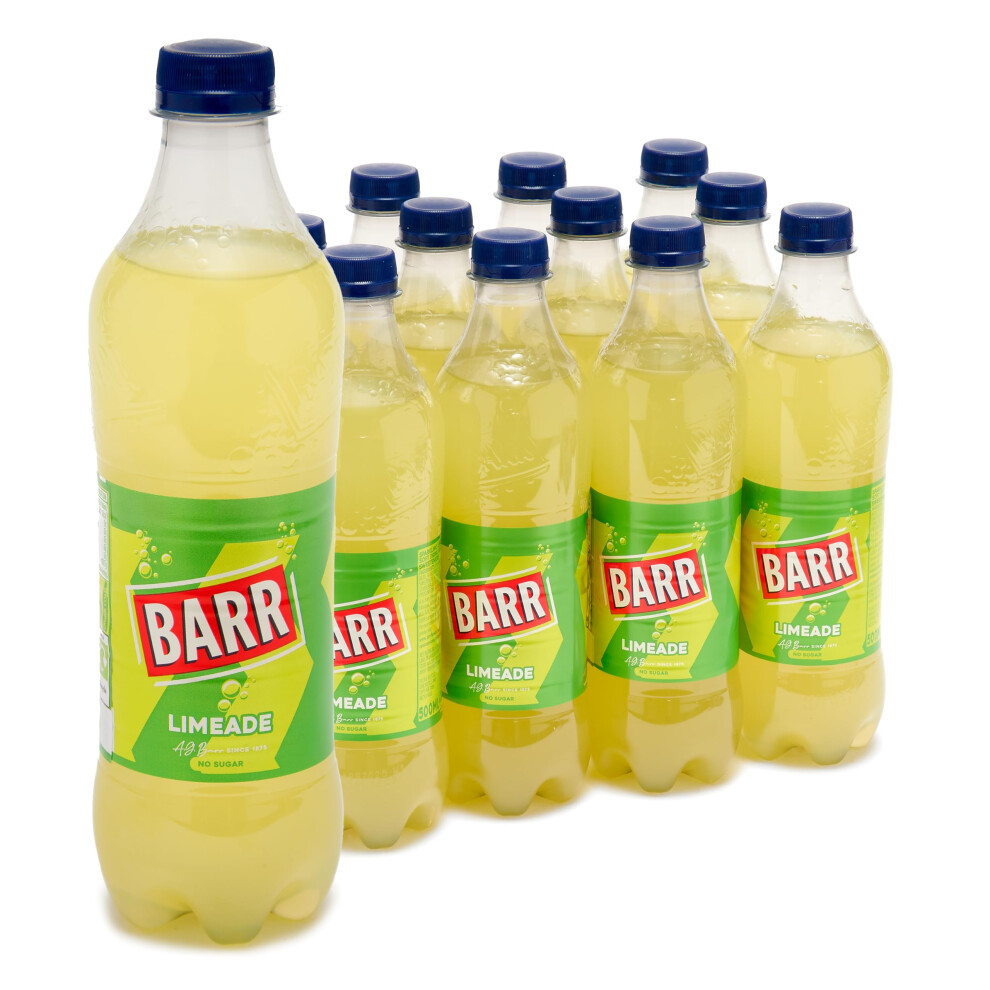 Barr Since 1875, 12 Pack Zingy Limeade, Zero No Sugar Lime Flavoured Fizzy Drink "Fizzingly Fun" - 12 X 500Ml Bottles