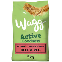 Wagg Active Goodness Complete Dry Adult Dog Food Beef & Veg 5kg (Pack of 3) - For All Active Working Dog Breeds
