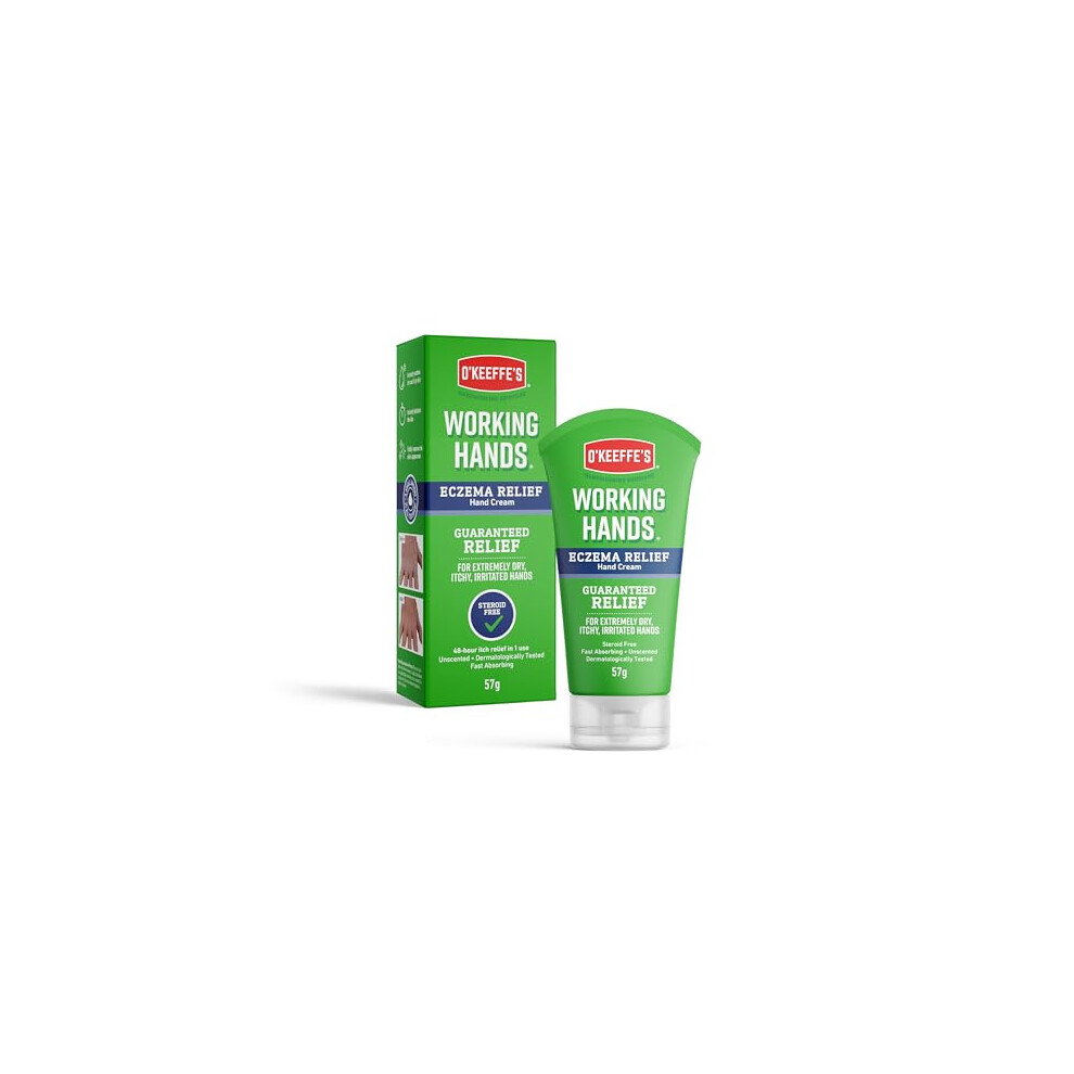O'Keeffe's Working Hands Eczema Relief Hand Cream, 57g - For Extremely Dry, Itchy, Irritated Dermatologically Tested with 48-hour itch relief in 1 use