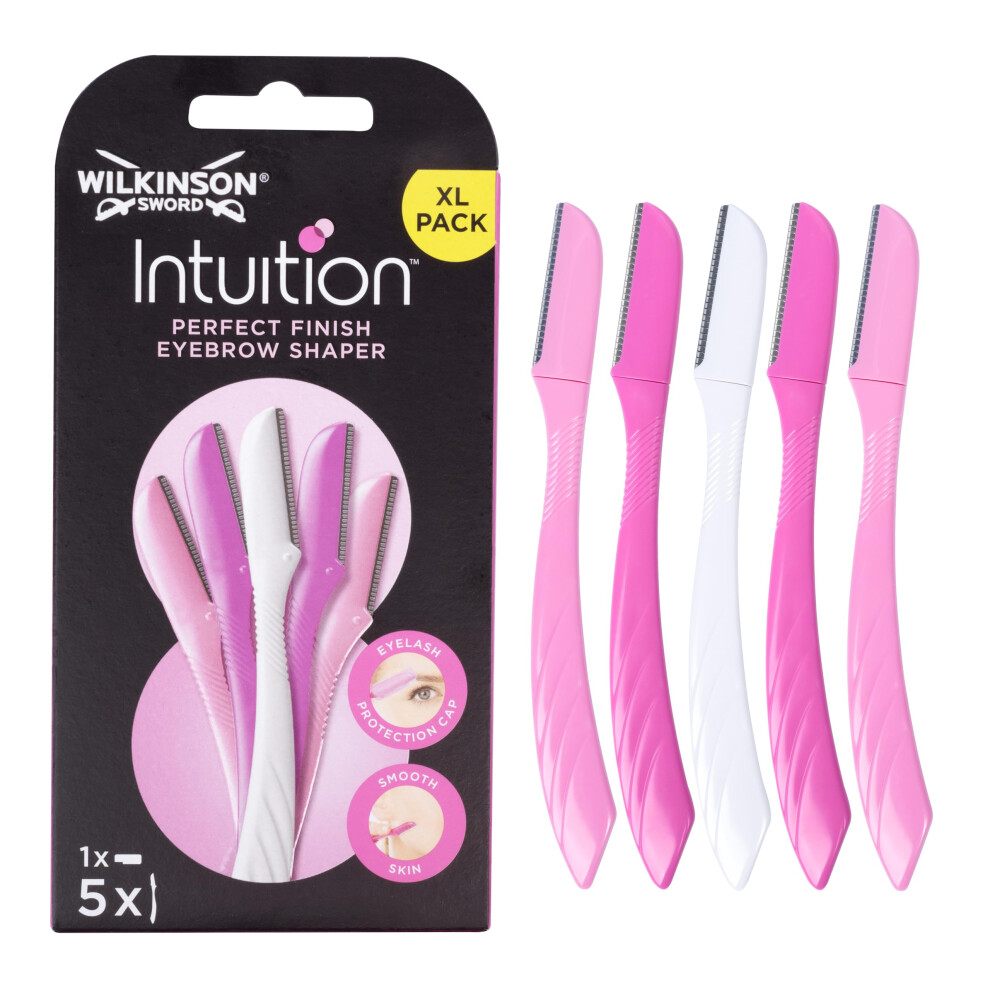 WILKINSON SWORD - Intuition Eyebrow Shaper for Women Facial Hair Remover and Trimmer Exfoliating Dermaplaning Tool Pack of 5 Disposable Razors