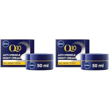 NIVEA Q10 Anti-Wrinkle Power Revitalising Night Cream (50ml), Anti-Wrinkle Face Cream with Skin Q10 and Creatine, Regenerative Night Cream (Pack of 2)