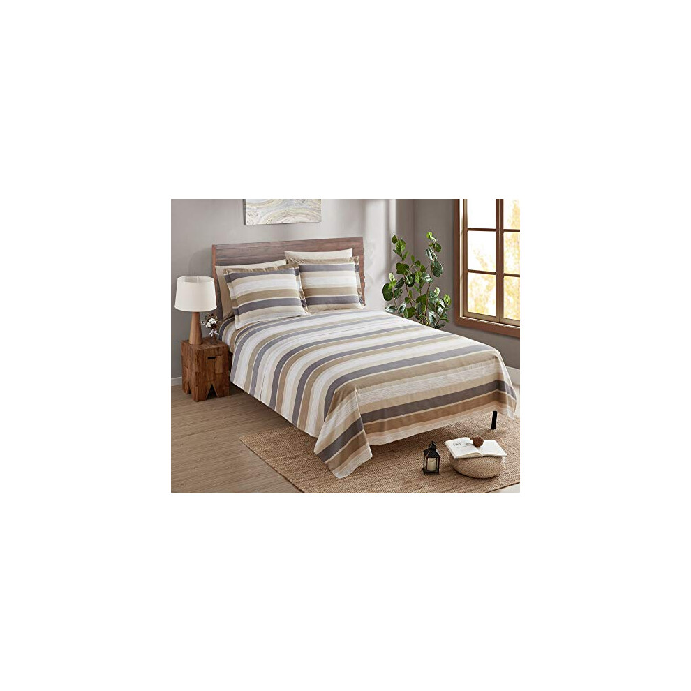 Parure de lit double imprim   e Clara Clark, 4 pi   ces     Draps de luxe pour h   tel, draps et taies d'oreiller ultra doux, marron, pour lit double