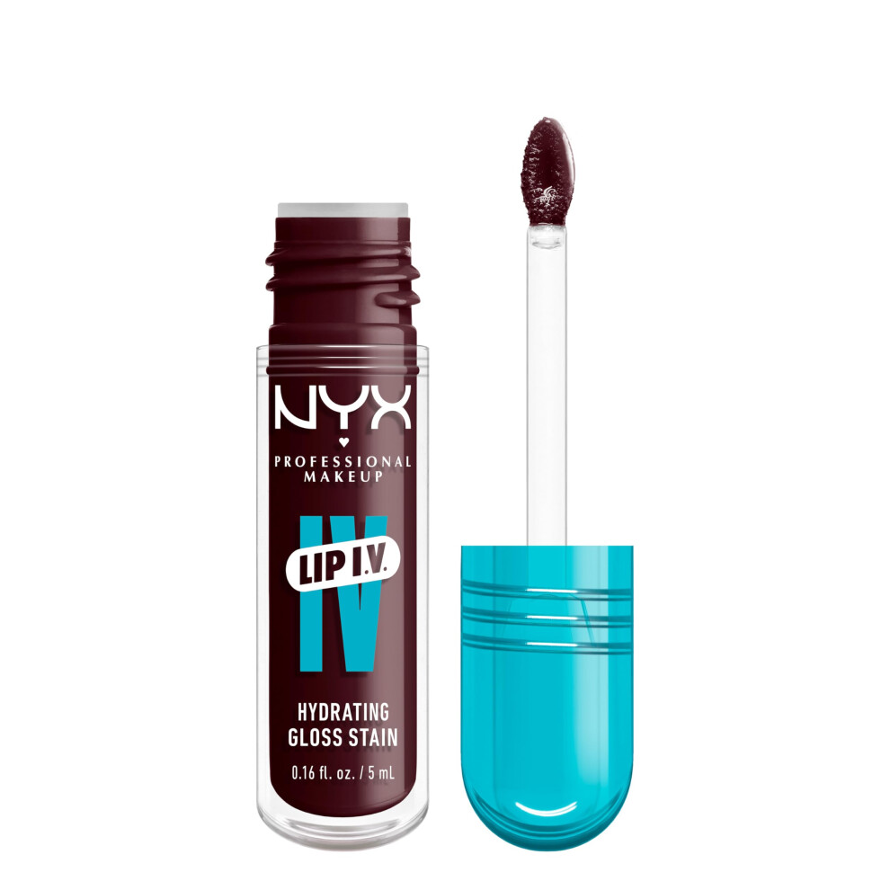 NYX Professional Makeup Lip IV Hydrating Gloss Stain, Lip Gloss, Up to 12HR Hydration, High Pigment, Wet Shine Finish, Mauve N' Moist