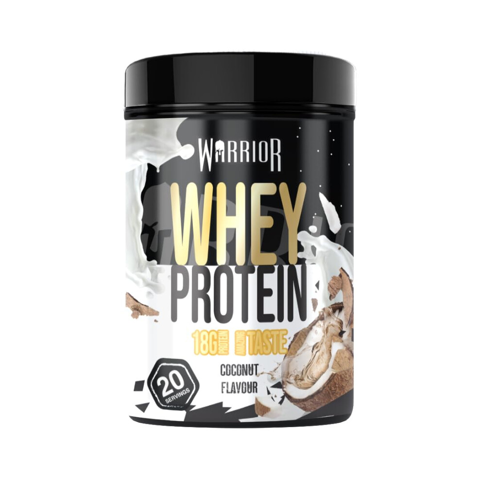 Warrior Whey Protein Powder 500g - Up to 36g* Protein per Shake – Low Sugar - Recovery Drink - Amazing Taste - 20 Servings - GMP Certified (Coconut)
