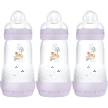 MAM Easy Start Self Sterilising Baby Bottle Pack of 3 (3 x Bottle with Medium Flow MAM Teats Size 2, Newborn Essentials, Pink (Designs May Vary)