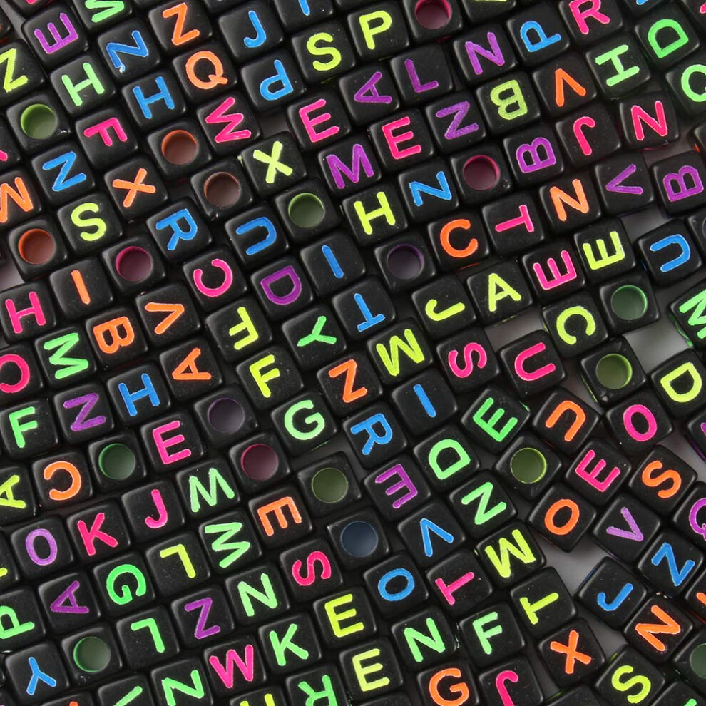 Perles En Acrylique Avec Lettres De L'alphabet Color Es, Cube Noir, 6-image