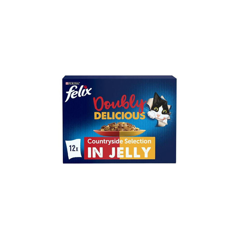 Felix Doubly Delicious Countryside Selection In Jelly Wet Cat Food 12X85g (Pack Of 4)