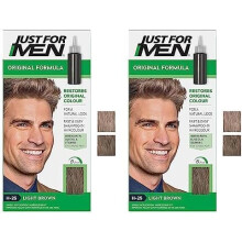Just For Men Original Formula Light Brown Hair Dye, Targets Only The Grey Hairs, Restoring The Original Colour For a Natural Look – H25 (Pack of 2)