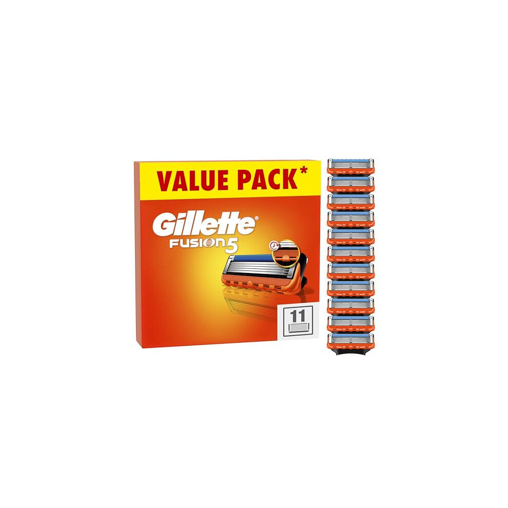 Gillette Fusion5 Razor Blades Men, Pack of 11 Razor Blade Refills with Precision Trimmer, 5 Anti-Friction Razor Blades [Packaging may vary]