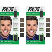 Just For Men Original Formula Dark Brown Black Hair Dye, Targets Only The Hairs, Restoring The Original Colour For a Natural Look – H45 (Pack of 2)