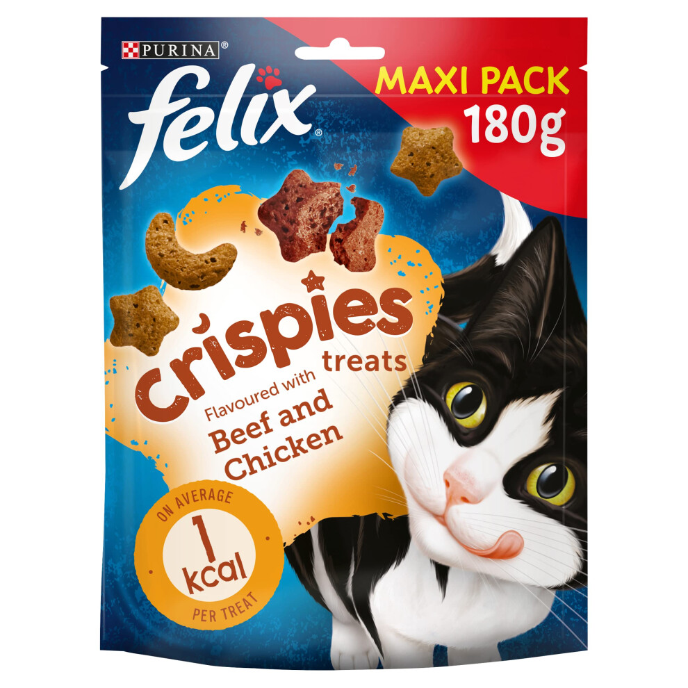 Felix Crispies Cat Treats Beef & Chicken 180G, Pack Of 5